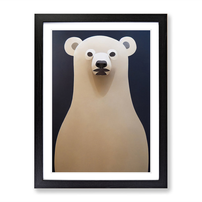 Lekishia Polar Bear Minimalistic Vol.1 - Picture Frame Print, Black, 64cm H x 46cm W