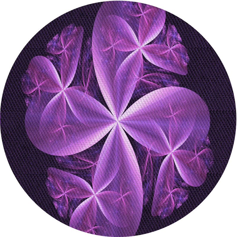 Mauve/blanc/Tapis décoratif bleu marine, Rond 7 pi
