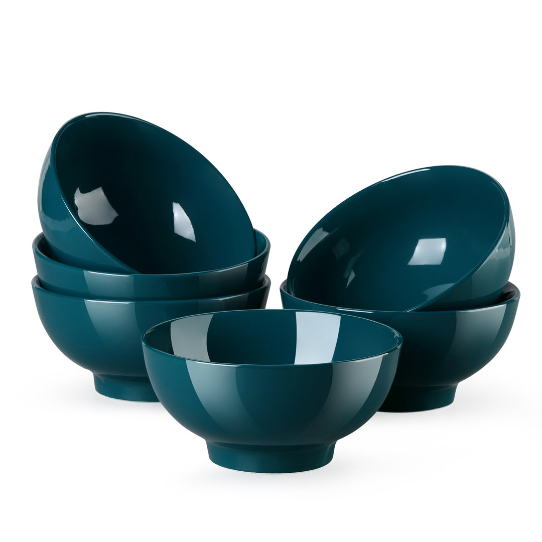 6-Piece 660Ml Assorted Color Porcelain China Cereal Bowl Set