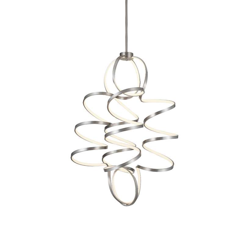 Luminaire suspendu géométrique à DEL Synergy, Argent antique, H 41,375 po x l 31,5 po x P 31,5 po