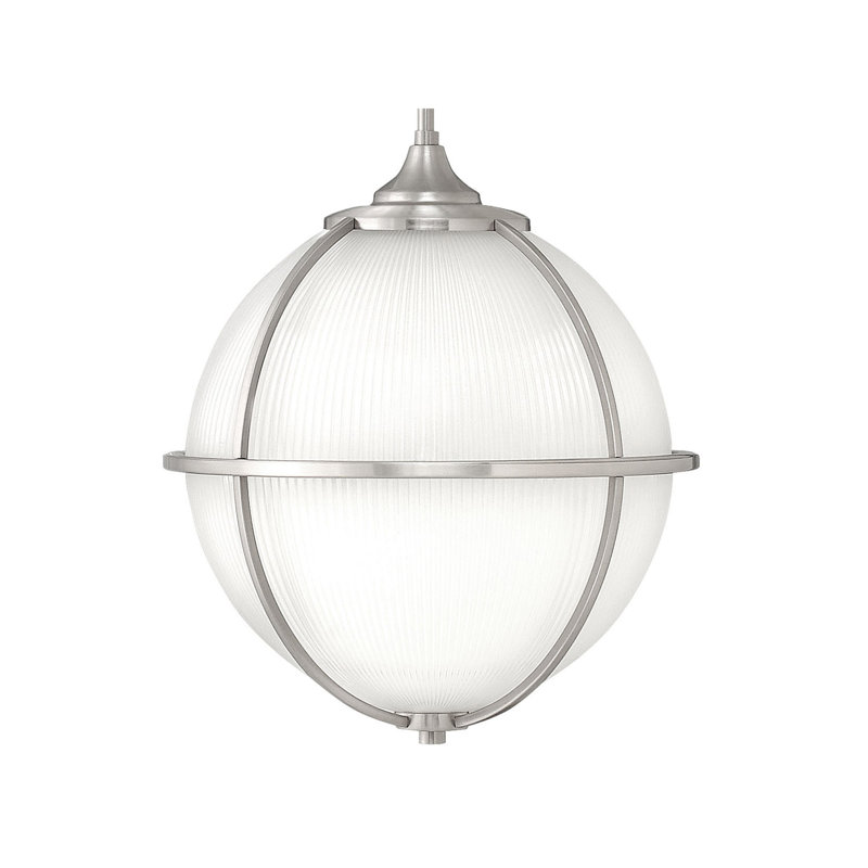 3-Light Glass Globe Pendant, Brushed Nickel