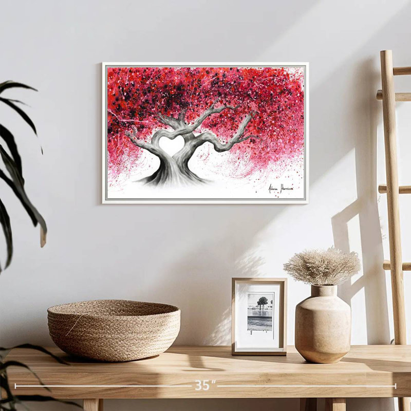Arbres de l'amour, 19 po x 13 po, Cadre flottant blanc