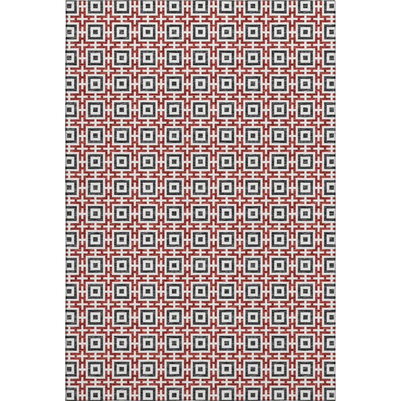 Premium Machine Washable Vaseem AMF139 Red Rug, Rectangle 3' x 5'