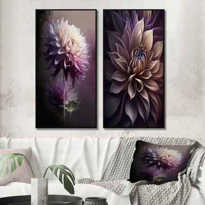 «Mauve fleur de dahlia», 2 pièces sur toile