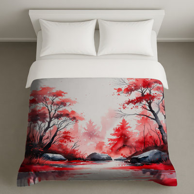 Red Autumn Forest Duvet Covers
