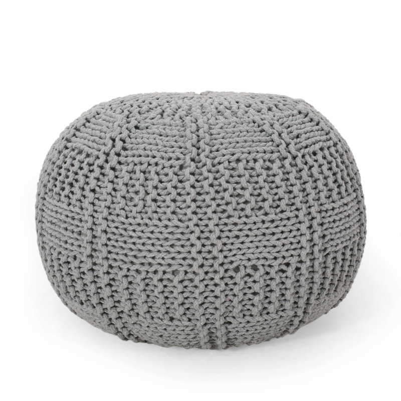Pouf rond de 20 po de largeur, Gris 100% coton