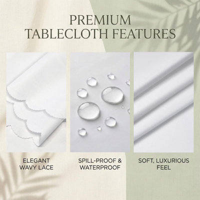 Teapot Floral Tablecloth with Scalloped Edge