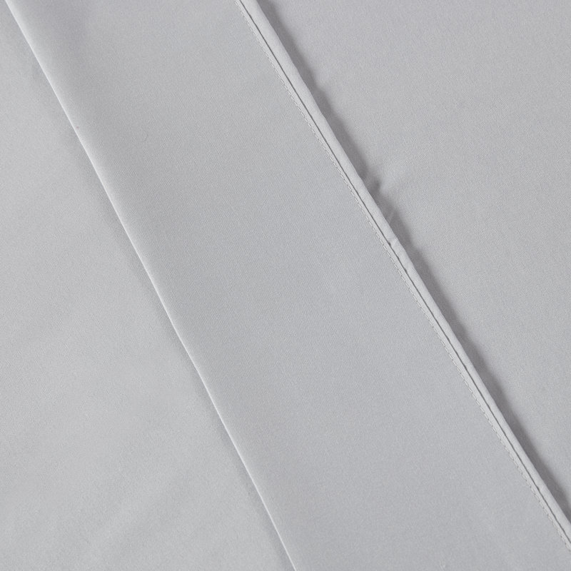 Microfiber Percale Sheet Set, King Sheet Set + Fitted Sheet + 2 Pillowcases, Light Grey