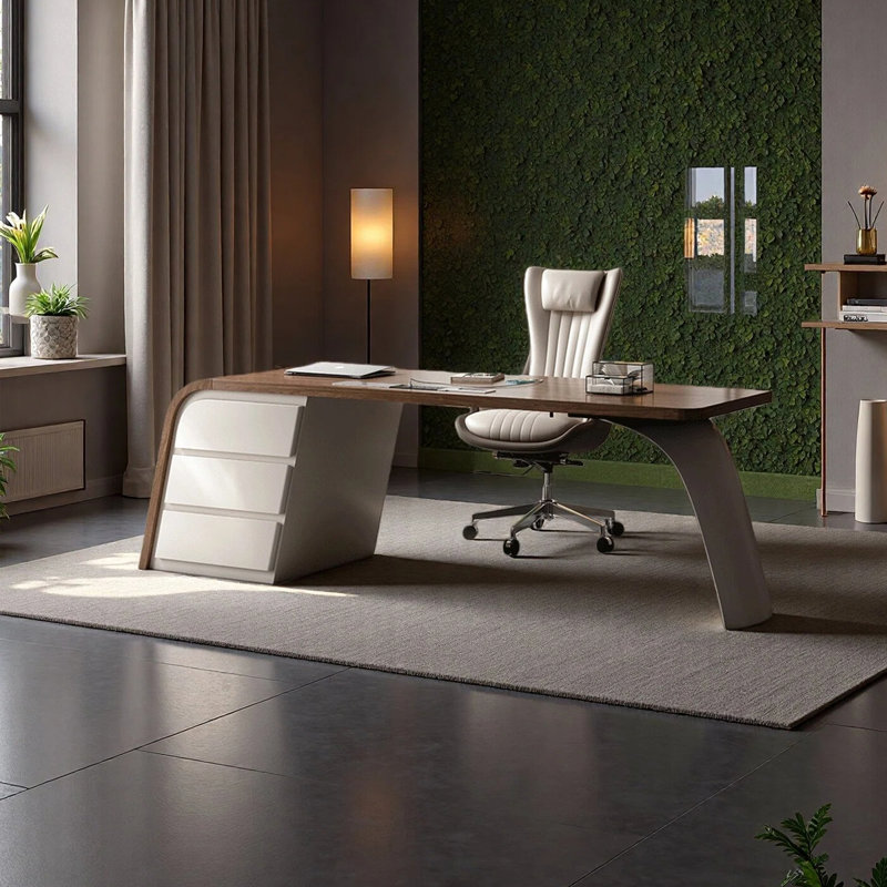 Rectangular Office Set with Hutch, 29.53" H x 55.12" W x 27.56"  D