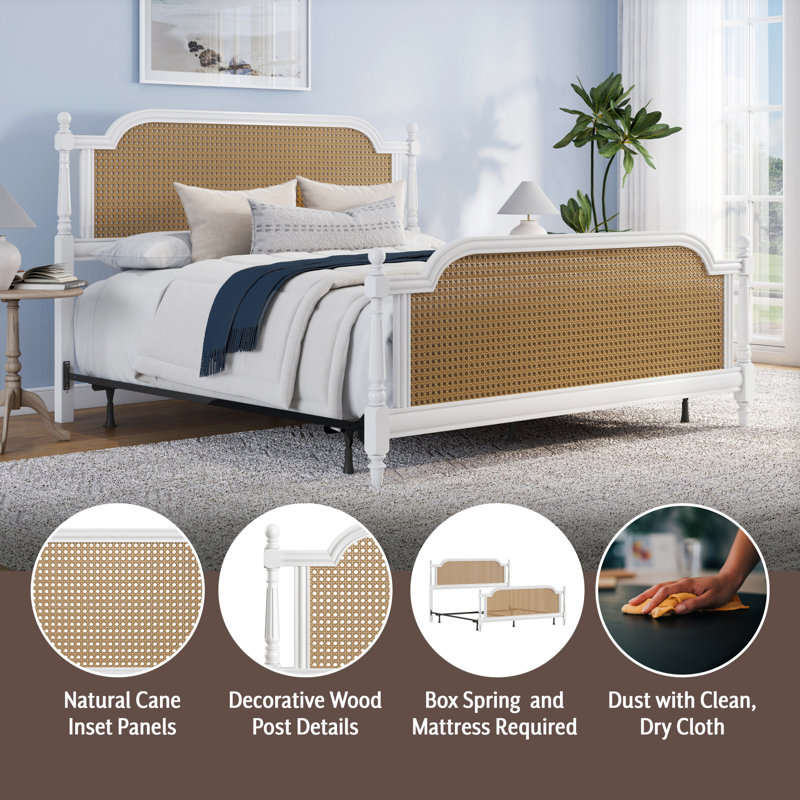 Bothel Cane Standard Storage Bed, King, White
