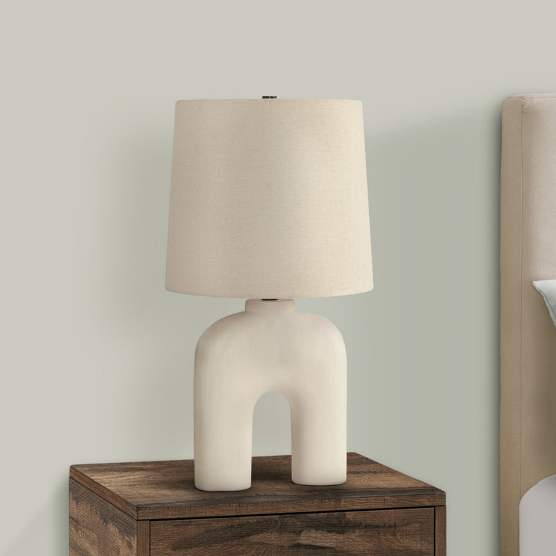 H 25 po, lampe de table, résine crème, abat-jour beige Design Design distinctif en forme d'arche, lampe de table