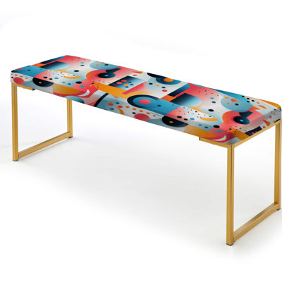 Pink And Blue Poupart Trendy Patterns - Geometric Upholstered Gold Bench