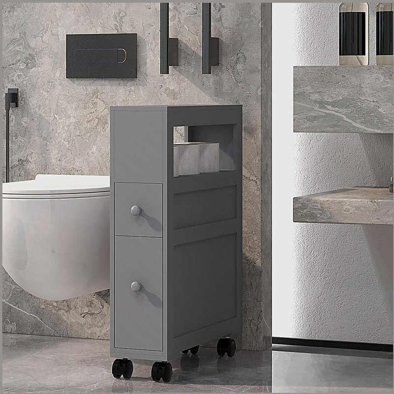 Armoire de rangement étroite en bois pour salle de bain