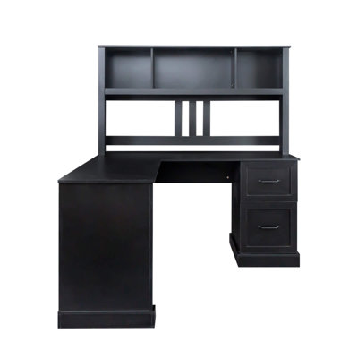 60" Home Office Computer Desk With Hutch And Drawers, Antique White Finish