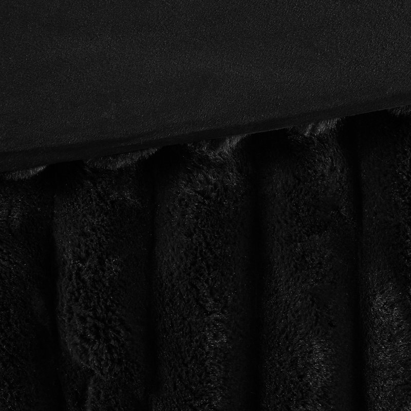 3 pièces, fausse fourrure, édredon, noir, confort douillet, envers, livraison non compressée, texture côtelée moelleuse, lavable à la machine, nettoyage rapide