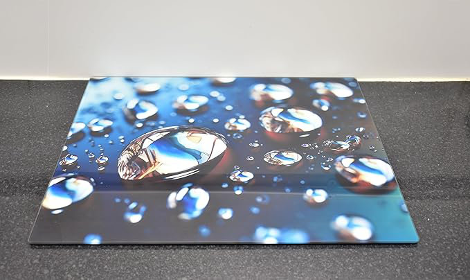 60X52Cm Reflections in a Drop Universal Hob Cover Plate Tempered Glass Worktop Saver Dishwasher Safe 5mm All Types of Cookers (Hob Cover)