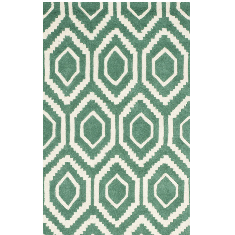Deedie Hand Tufted Wool Geometric Rug, Square 7'