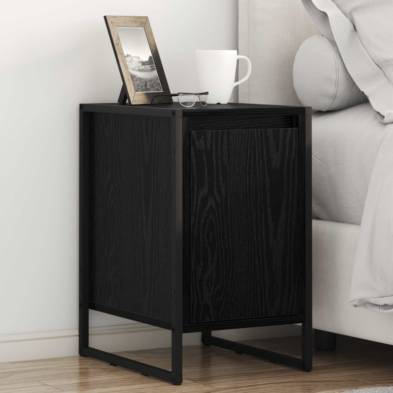 39.5cm W Manufactured Wood Bedside Table, Black Oak