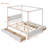  Wood Canopy Bed with Four Drawers, Platform Bed with Support Slats, No Box Spring Needed
