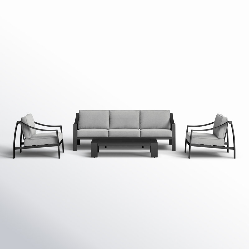 Harma 5 - Person Patio Conversation Set with Cushions, Black