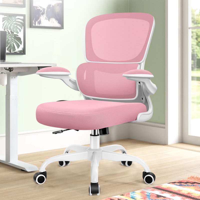 Dickens Ergonomic Mesh Task Chair, Pink/White