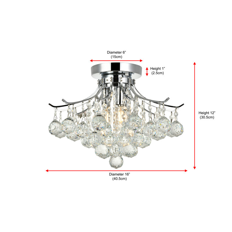 Plafonnier encastré 3 lumières 16 po Stoller, Chrome, Coupe royale