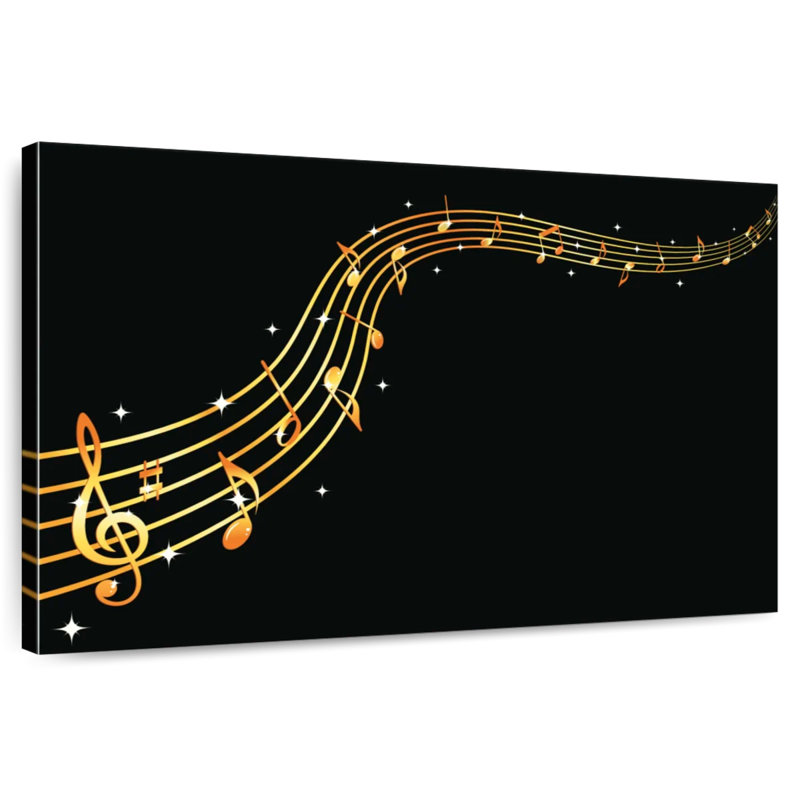 Abarca qui coule des notes de musique dorées, H 16 po x l 24 po