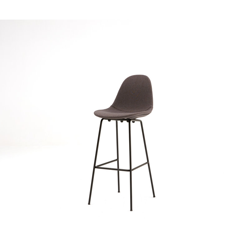 TA Upholstered Bar & Counter Stool, Bar Height (29.5" Seat Height), Dark Gray, Black