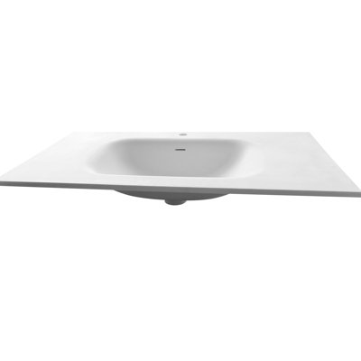 Lavabo pour salle de bain en résine de pierre - blanc mat, 39,1 lb, compatible polyvalent, teint, lavabo à lignes épurées, profondeur de 38,94 po, largeur de 21,06 po, hauteur de 6,9 po, empreinte adaptable