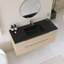 Meuble-lavabo mural simple avec comptoir en quartz noir intégré-478065179