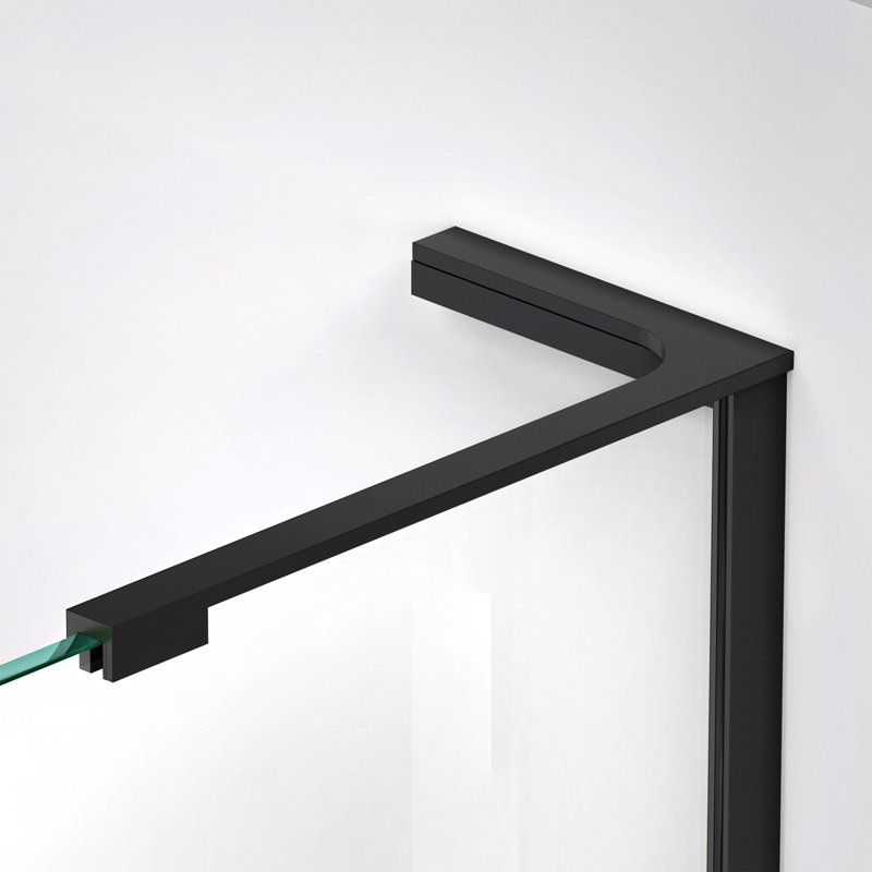 DreamLine Unidoor-X 57 - 57.5 inch W x 72 inch H Frameless Hinged Shower Door in Matte Black, Matte Black, Reversible, 57.5"