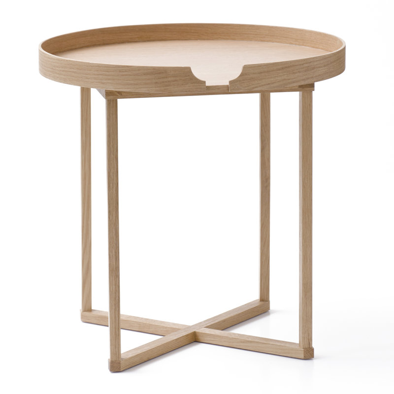 Bostic Solid Wood Tray Top End Table, Oak