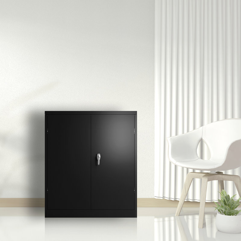 Armoire de rangement en métal avec 2 portes et 2 tablettes pour entrepôt de garage