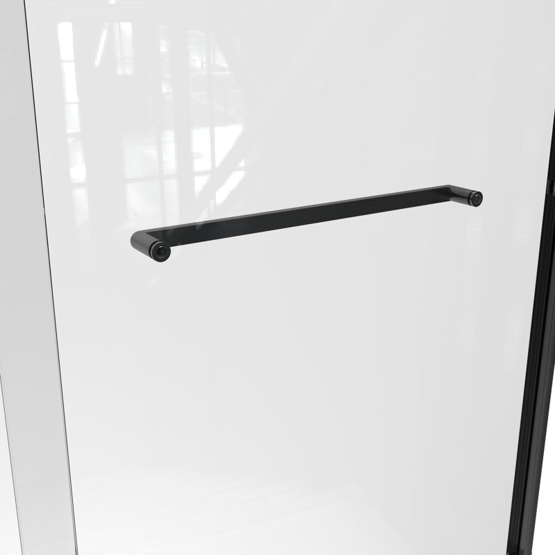 60"W x 55"H Double Sliding Shower Door Bathtub Door , Aluminum Alloy Material Matte Black Finish 0.24" Tempered Glass Shower Door