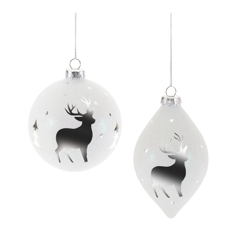 Ornement en forme de cerf en verre scintillant (ensemble de 6)