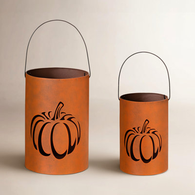2-Piece Halloween Pumpkin Pail Lantern Set