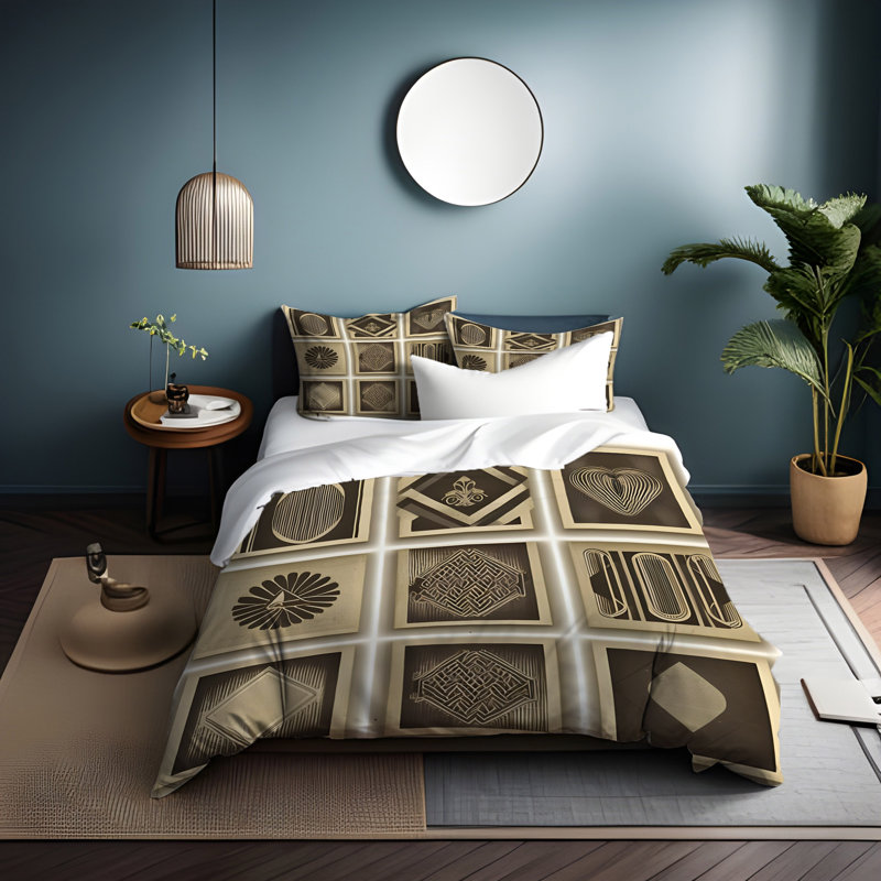Polyester Abstract Duvet Cover, Twin Duvet Cover + 1 Queen Sham