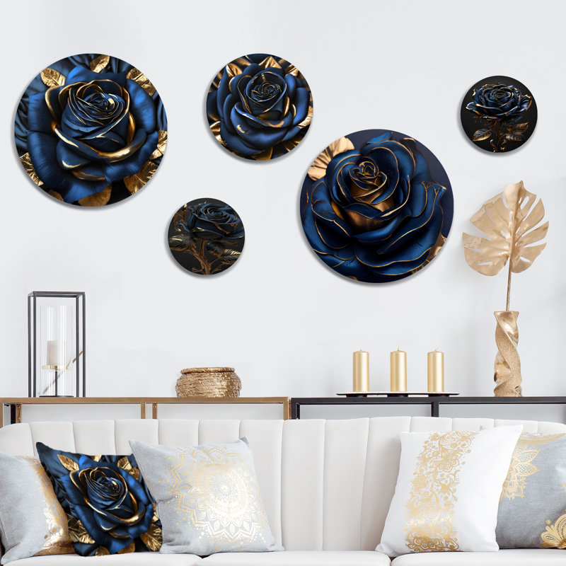 Ensemble de 5 décorations murales Gilded Rose In Kings Blue I