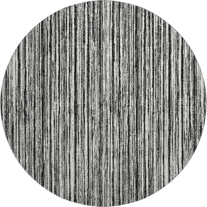 Premium Machine Washable Prisco Black Rug, Round 8'