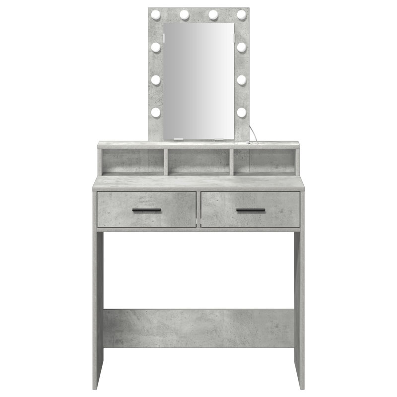 Particle Board 79 X 41 X 140 Cm Mirror, Concrete Grey
