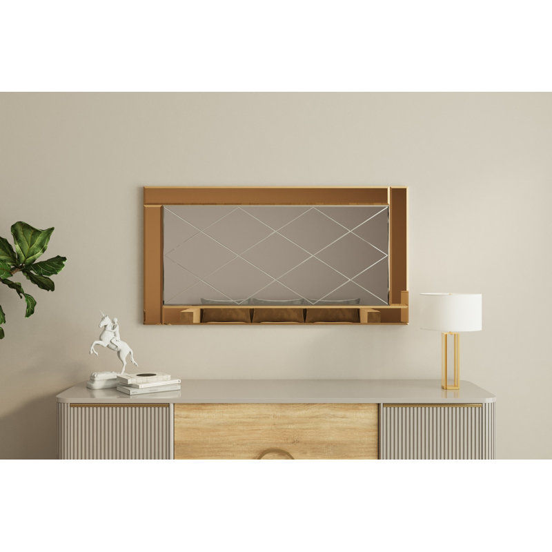 Modern Wall-Mounted Mirror, Bronze & White, 23.6 x 47.2 x 0.9 inches | 100% MDF, Eco-Friendly Flotal-E Design | Sleek, Contemporary Aesthetic Perfect for Home Decor & Entryway Spaces