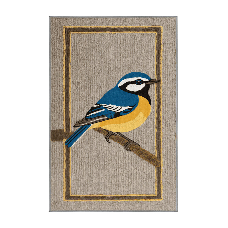  Tapis lavable mésange bleue, Rectangulaire 2 pi x 3 pi