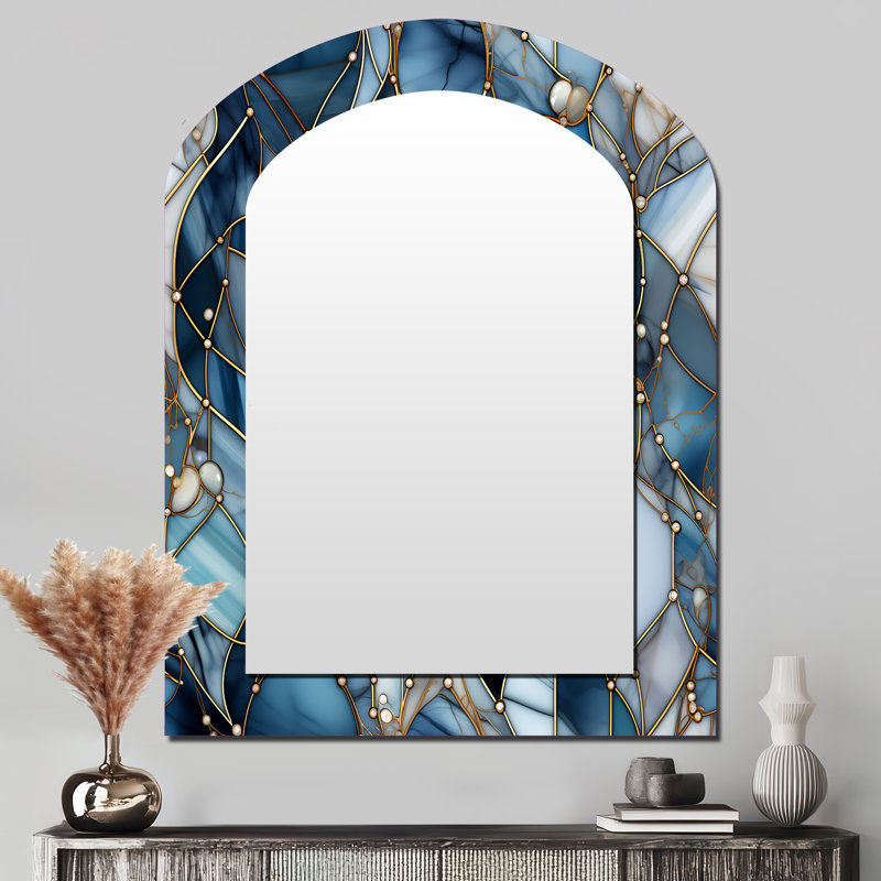 Motif de fantaisie en marbre - Miroir mural asymétrique unique en marbre, 43 po x 33 po