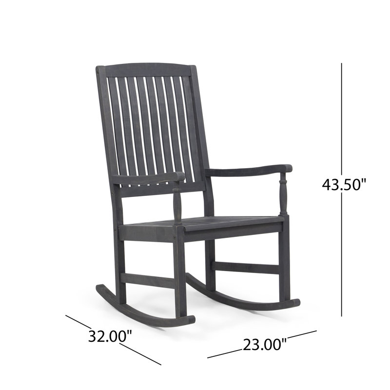 Outdoor Mccomb Rocking Solid Wood Chair, Dark Gray