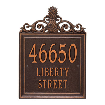 Plaque d'adresse murale à 3 lignes Lanai Pineapple