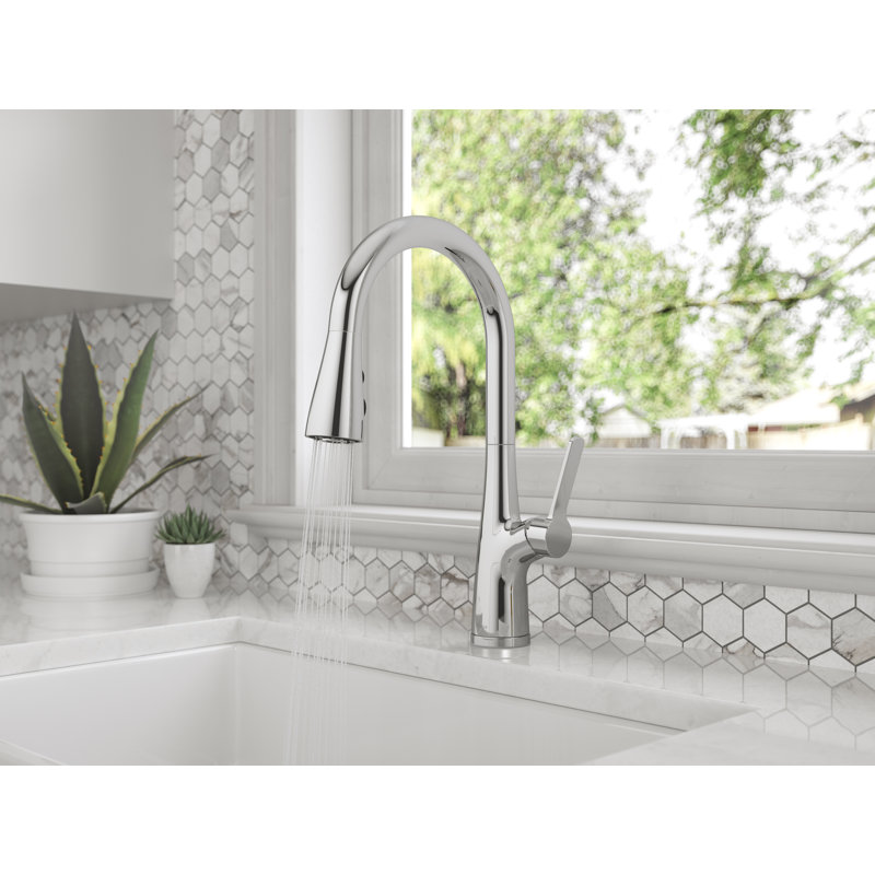 Neera Pull Down Single Handle Kitchen Faucet, Polished Chrome