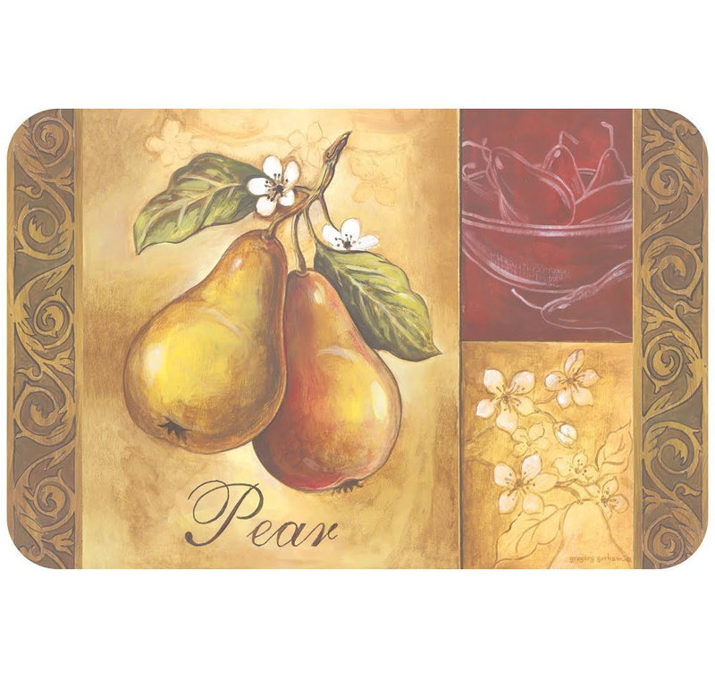 Pear and Floral Reversible Plastic Placemats Set of 4