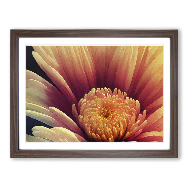 Dramatic Flower - Single Picture Frame Print, Walnut Framed, 34cm H x 46cm W x 2cm D