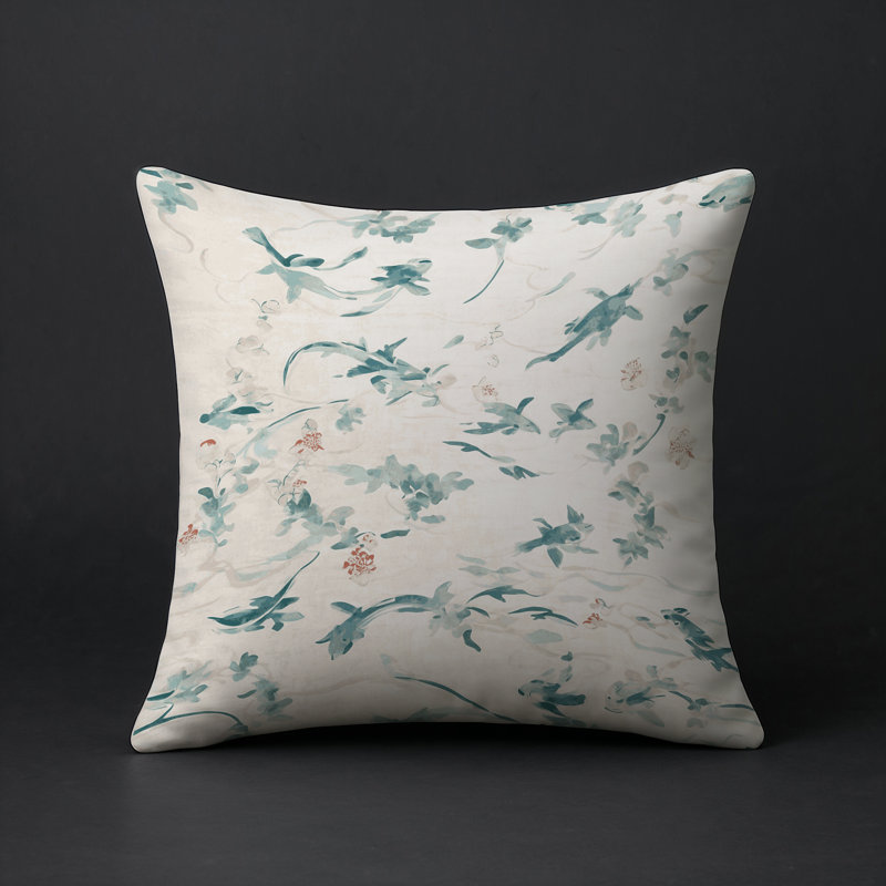 Coussin décoratif intérieur / extérieur bleu Modern Modern, Gris floral 8, Carré 20 po