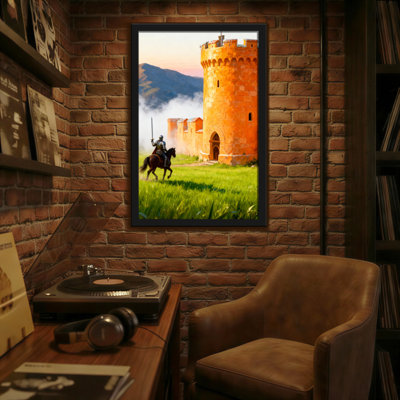 Paysage et nature Chevalier à cheval près de la tour du château